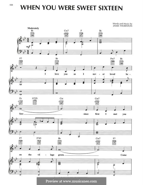 When You were Sweet Sixteen: Für Stimme und Klavier (oder Gitarre) by James Thornton