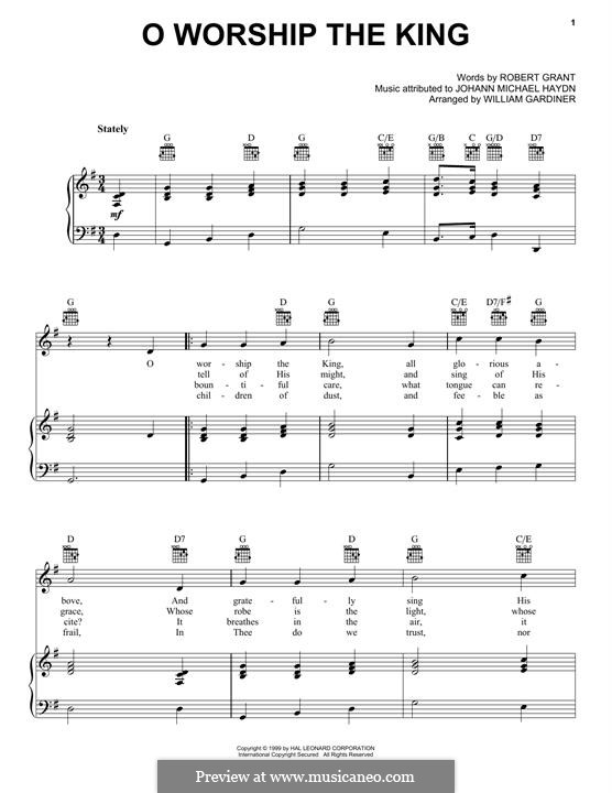 O Worship The King: Für Stimme und Klavier (oder Gitarre) by Michael Haydn