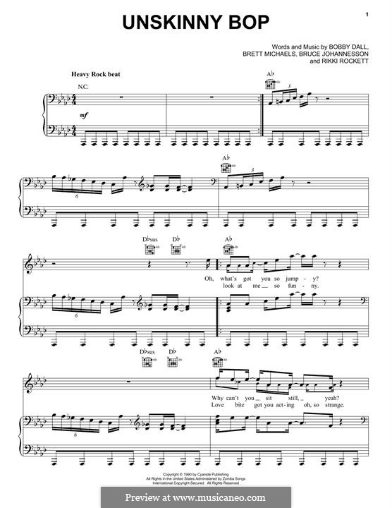 Unskinny Bop (Poison): Für Stimme und Klavier (oder Gitarre) by Bobby Dall, Bret Michaels, C.C. DeVille, Rikki Rockett