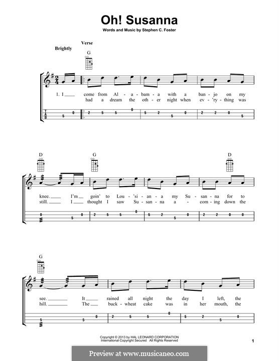 Oh! Susanna: For mandolin by Stephen Foster