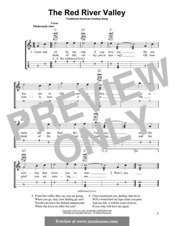 The Red River Valley: For mandolin by folklore