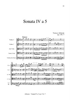 Sechs Sonaten für Streicher und Basso Continuo, Op.2: Sonate Nr.4 by Tomaso Albinoni