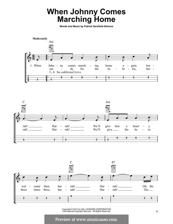 When Johnny Comes Marching Home: For mandolin by Patrick Sarsfield Gilmore