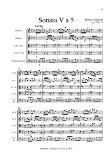 Sechs Sonaten für Streicher und Basso Continuo, Op.2: Sonate Nr.5 by Tomaso Albinoni