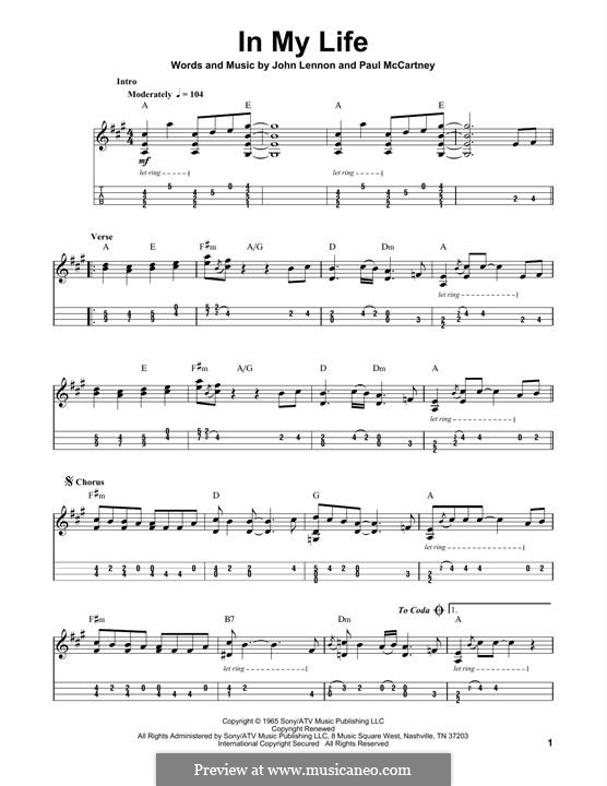 In My Life (The Beatles): For mandolin by John Lennon, Paul McCartney