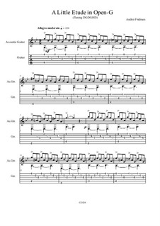 A Little Etude in Open-G (acoustic guitar, score+tab): A Little Etude in Open-G (acoustic guitar, score+tab) by Andrei Fridman