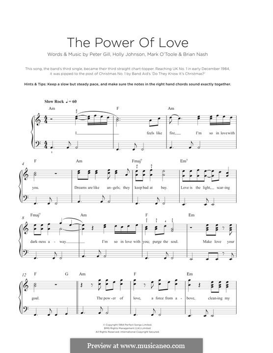 The Power of Love (Frankie Goes To Hollywood): Für Klavier by Brian Nash, Holly Johnson, Mark O'Toole, Peter Gill