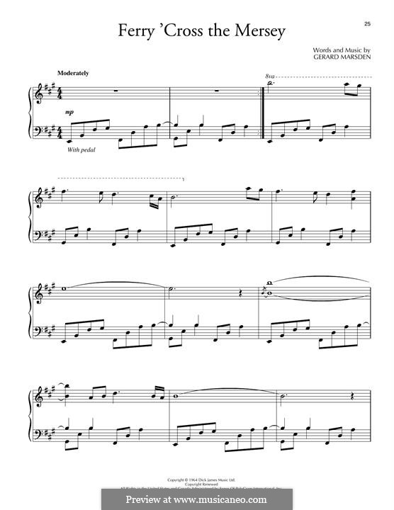 Ferry 'Cross the Mersey (Gerry and The Pacemakers): Für Klavier by Gerard Marsden