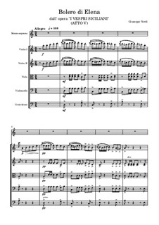 Die sizilianische Vesper: Bolero di Elena, for chamber orchestra and voice (russian & italian) by Giuseppe Verdi