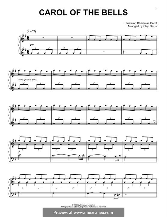 Carol of the Bells: Für Klavier (Mannheim Steamroller) by folklore