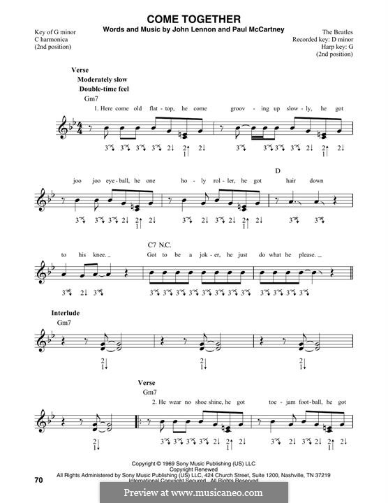 Come Together (The Beatles): For harmonica by John Lennon, Paul McCartney