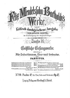 Psalm 'Wie der Hirsch schreit', Op.42: Vollpartitur by Felix Mendelssohn-Bartholdy