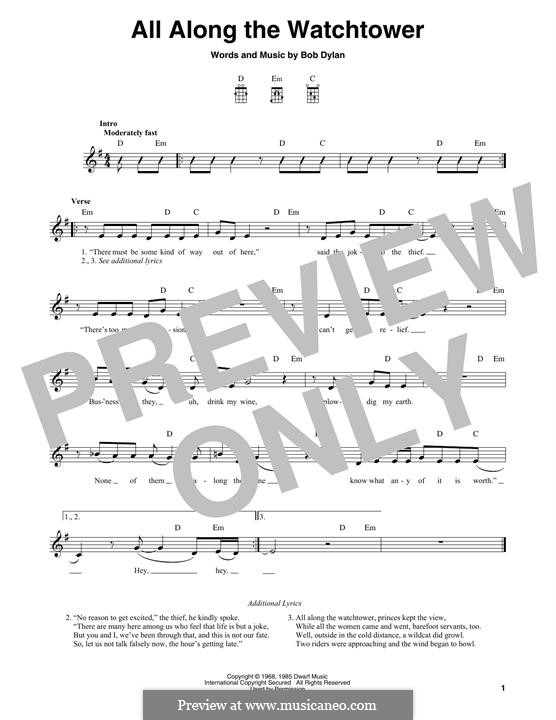 All Along the Watchtower: For mandolin by Bob Dylan