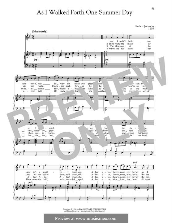 As I walked forth: Für Stimme und Klavier by Robert Johnson
