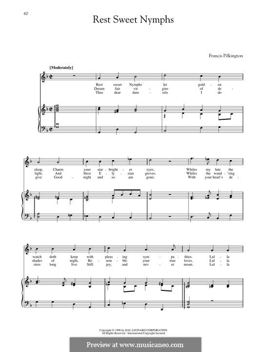 Rest Sweet Nymphs: Für Stimme und Klavier by Francis Pilkington