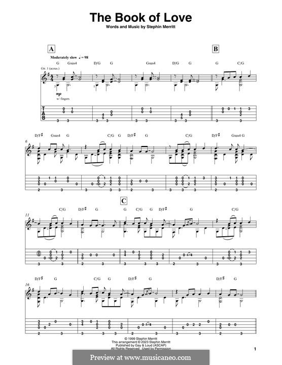 The Book of Love (The Magnetic Fields): Für Gitarre by Stephin Merritt