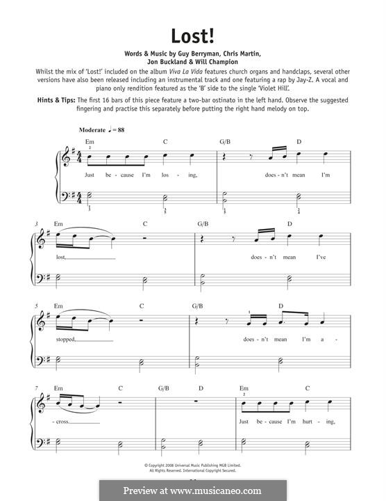 Vocal-instrumental version: Für Klavier by Chris Martin, Guy Berryman, Jonny Buckland, Will Champion