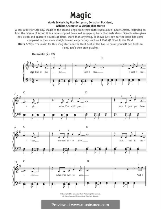 Magic (Coldplay): Für Klavier by Chris Martin, Guy Berryman, Jonny Buckland, Will Champion
