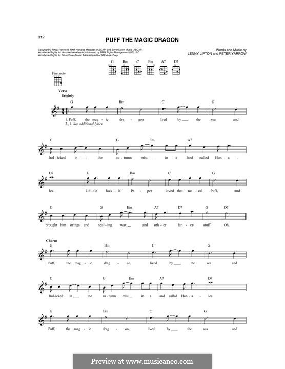 Puff the Magic Dragon (Peter, Paul & Mary): For mandolin by Lenny Lipton, Peter Yarrow