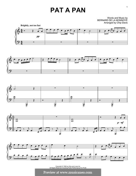 Pat-a-Pan (Willie, Take Your Little Drum): Für Klavier (Mannheim Steamroller) by Bernard de la Monnoye