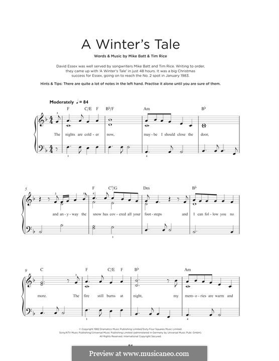 A Winter's Tale (David Essex): Für Klavier by Mike Batt