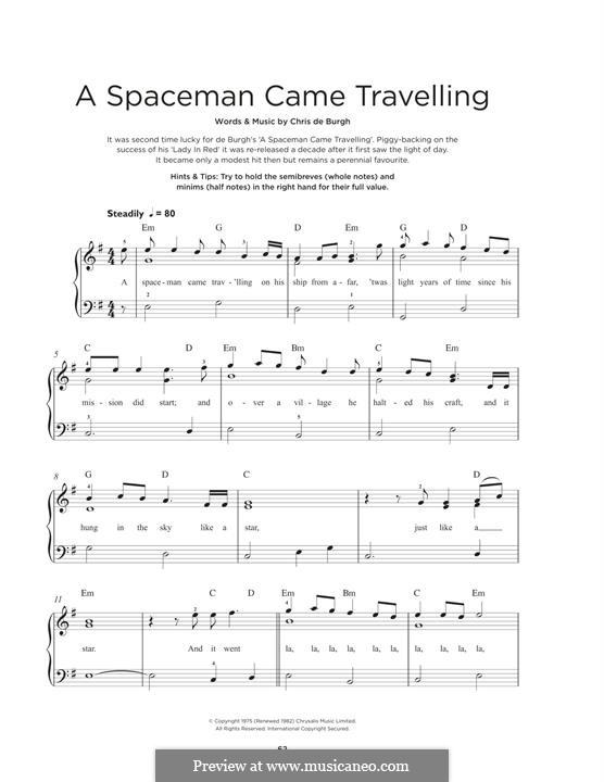 A Spaceman Came Travelling: Für Klavier by Chris de Burgh