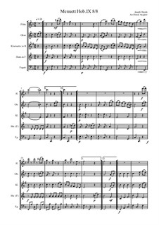 12 Menuets pour le Clavecin ou Pianoforte, Hob.IX/8: Minuet, for wind ensemble by Joseph Haydn