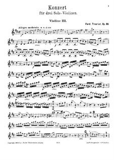 Tripelkonzert für drei Violinen und Orchester (oder Klavier) in D-Dur: Violine Solo Stimme III by Ferdinand Thieriot