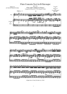 10 Concertos for Violin, Strings and Cembalo, Op.7: Concerto No.6. Version for flute and cembalo (or piano), RV 374 by Antonio Vivaldi