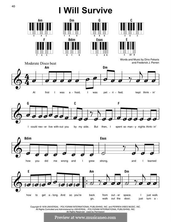 I Will Survive (Gloria Gaynor): Für Klavier by Dino Fekaris, Freddie Perren