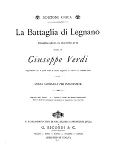 Die Schlacht von Legnano: Bearbeitung für Klavier by Giuseppe Verdi