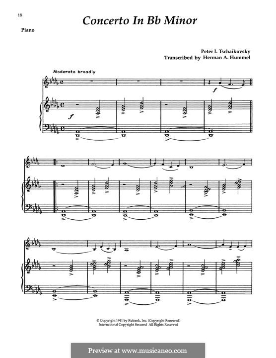 Konzert für Klavier und Orchester Nr.1 in b-Moll, TH 55 Op.23: Movement I (Theme), for alto saxophone and piano by Pjotr Tschaikowski