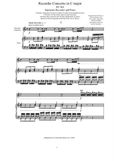 Recorder Concerto in C major for Flautino and Piano, RV 444: Recorder Concerto in C major for Flautino and Piano by Antonio Vivaldi