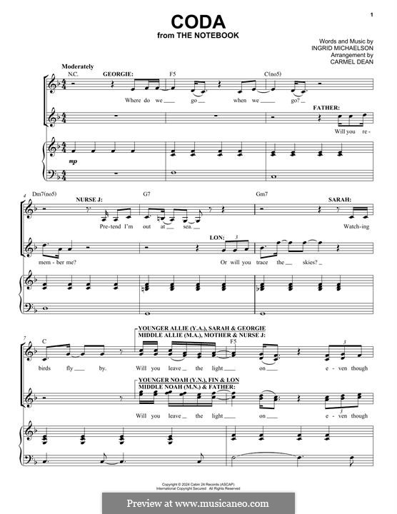 Coda (from The Notebook): Für Stimme und Klavier by Ingrid Michaelson