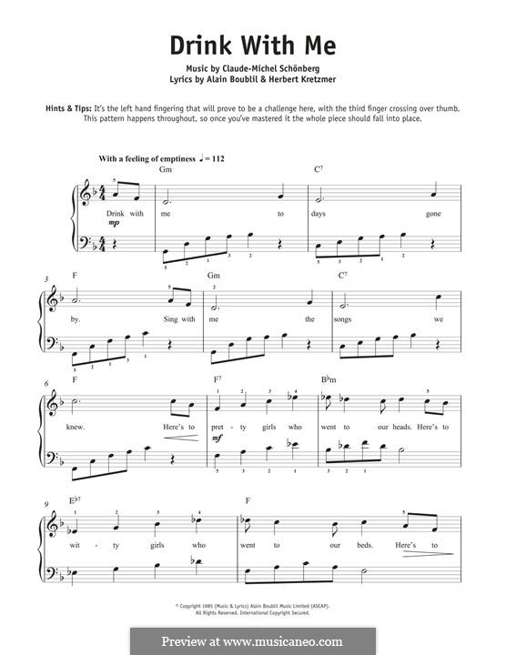 Drink With Me (To Days Gone By): Für Klavier by Claude-Michel Schönberg