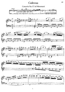 Konzert für Klavier und Orchester Nr.17 in G-Dur, K.453: Kadenzen by Wolfgang Amadeus Mozart