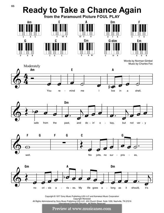 Ready to Take a Chance Again (Love Theme): Für Klavier by Charles Fox