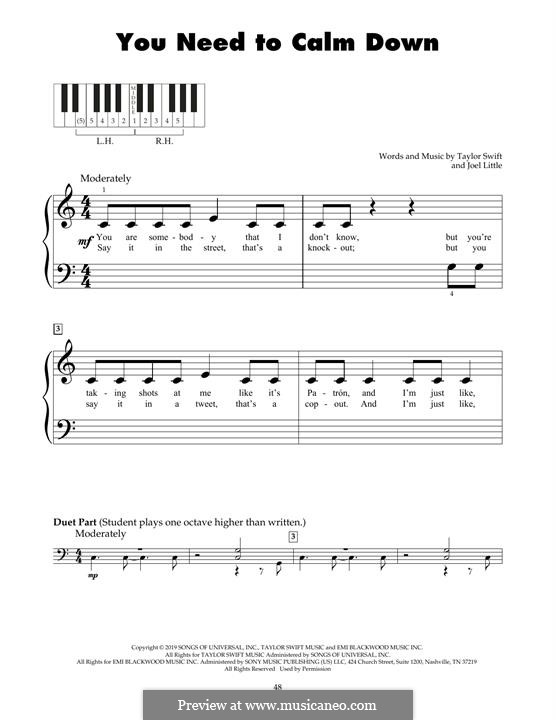 You Need To Calm Down (Taylor Swift): Für Klavier by Taylor Swift, Joel Little