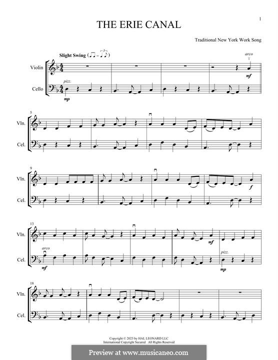 The Erie Canal: For violin and cello by folklore