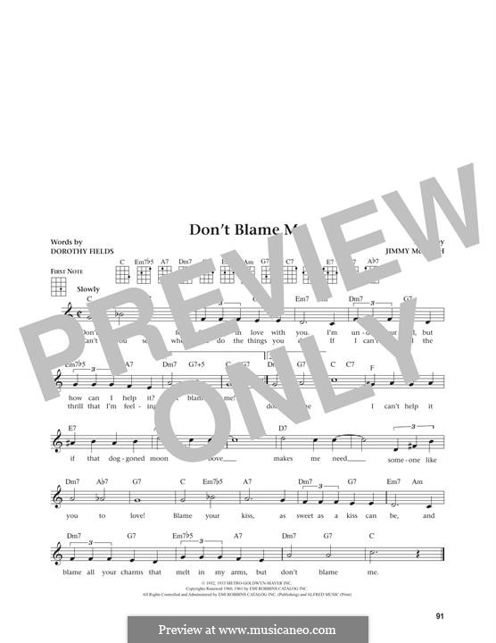 Don't Blame Me: Für Ukulele by Jimmy McHugh