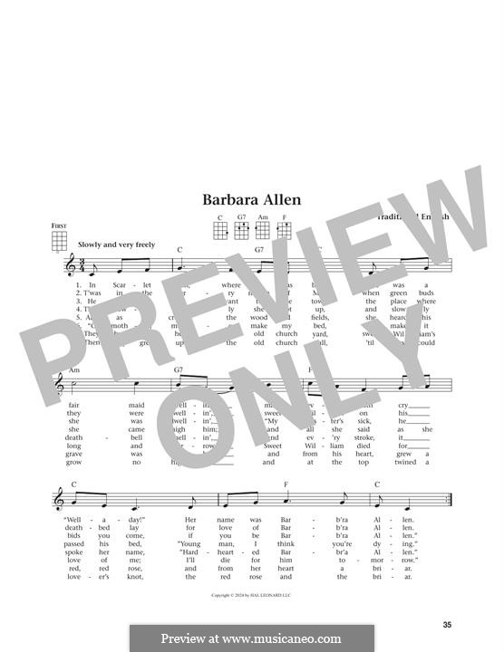 Barbara Allen: Für Ukulele by folklore
