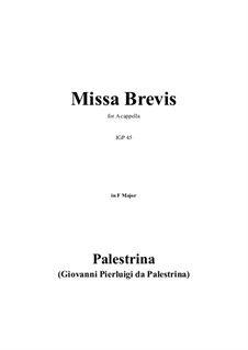 Missa Brevis: Singpartitur by Giovanni da Palestrina