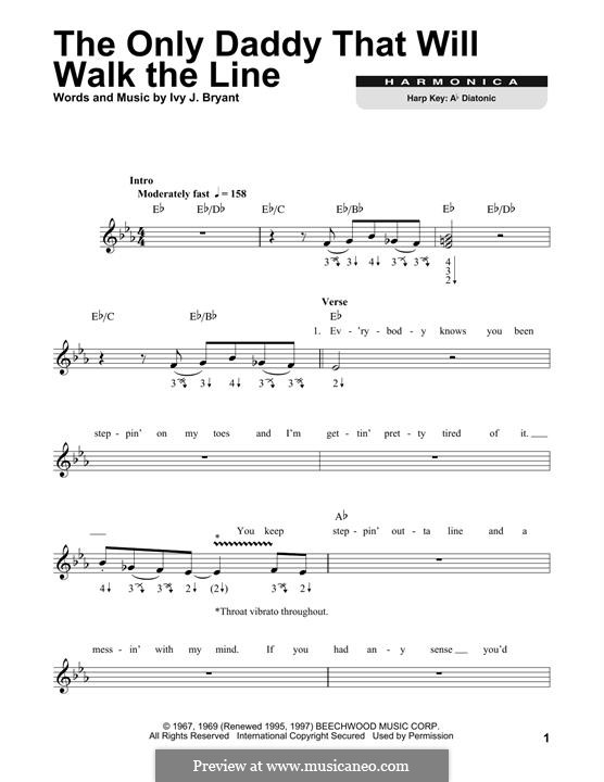 The Only Daddy That Will Walk the Line (Waylon Jennings): For harmonica by Ivy J. Bryant