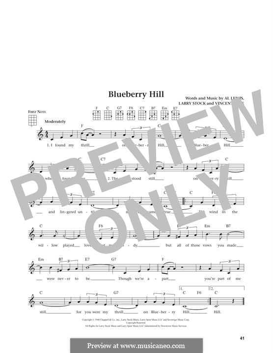 Blueberry Hill (Fats Domino): Für Ukulele by Al Lewis, Larry Stock, Vincent Rose