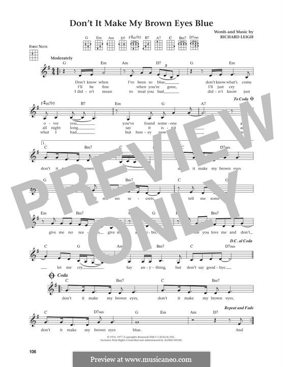 Don't It Make My Brown Eyes Blue (Crystal Gayle): Für Ukulele by Richard Leigh