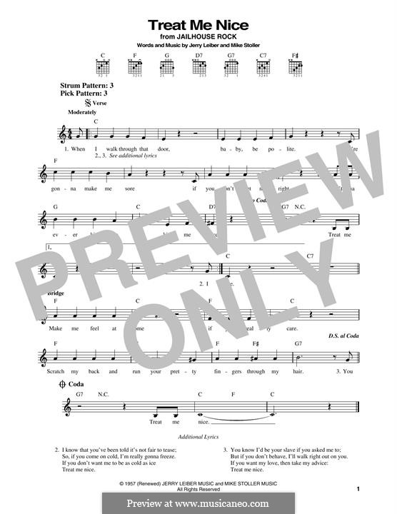 Treat Me Nice (Elvis Presley): Für Gitarre by Jerry Leiber, Mike Stoller