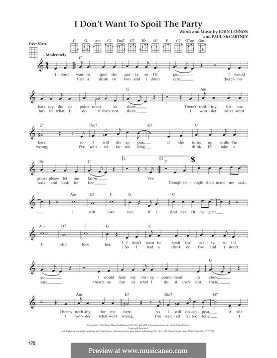 I Don't Want To Spoil the Party (The Beatles): Für Ukulele by John Lennon, Paul McCartney