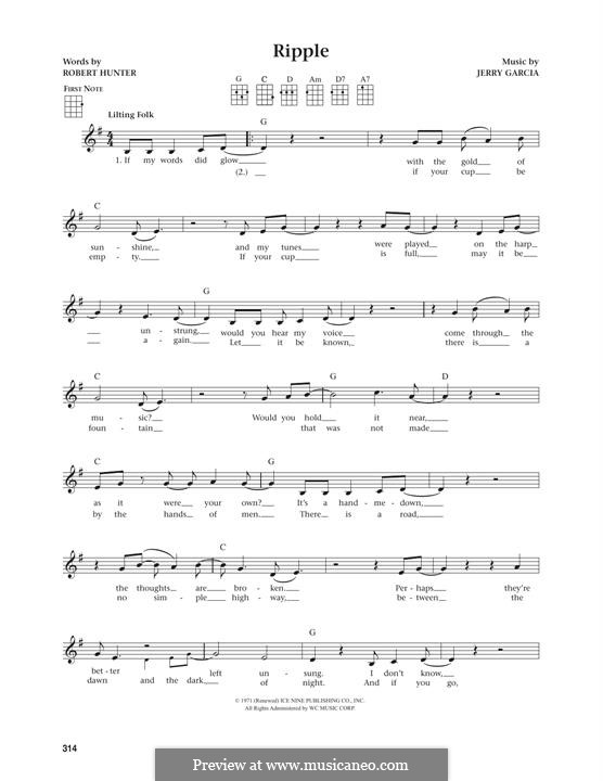Ripple (The Grateful Dead): Für Ukulele by Jerry Garcia, Robert Hunter