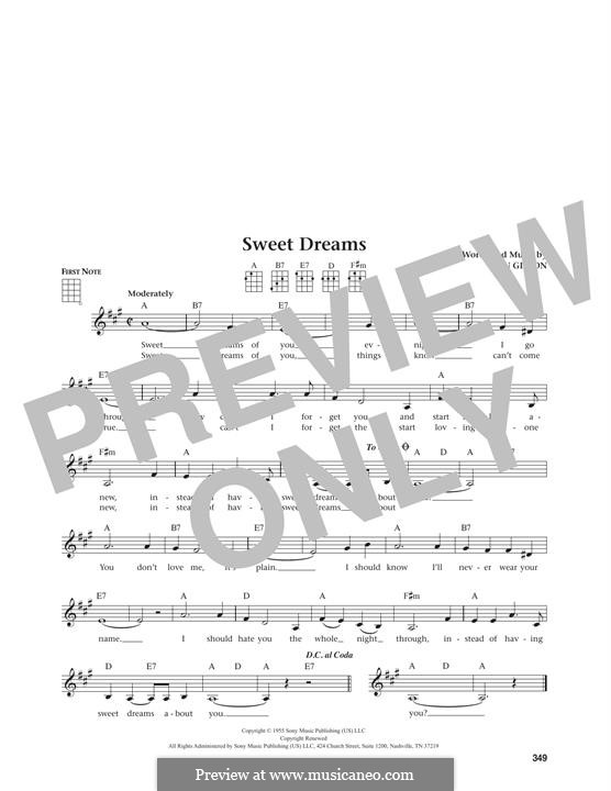 Sweet Dreams (Patsy Cline): Für Ukulele by Don Gibson