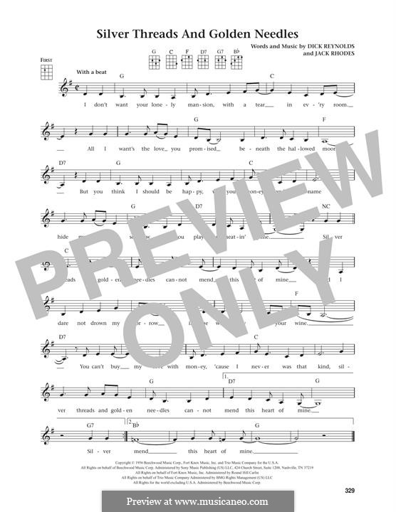 Silver Threads and Golden Needles (Linda Ronstadt): Für Ukulele by Dick Reynolds, Jack Rhodes